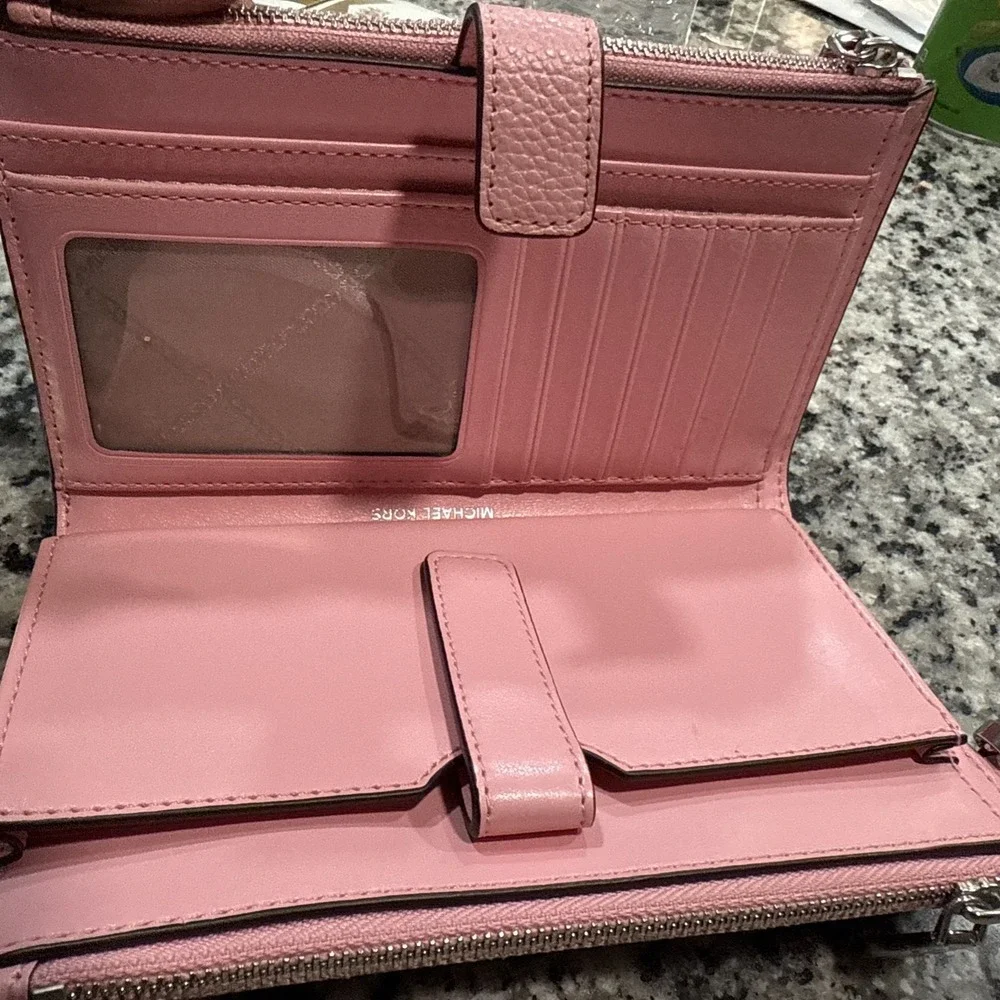 Michael Kors Jet Set Travel Double Zip Wristlet Wallet Primrose Pink